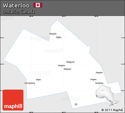 Silver Style Simple Map of Waterloo, single color outside