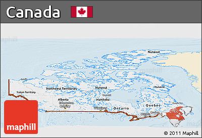 Classic Style Panoramic Map of Canada, single color outside