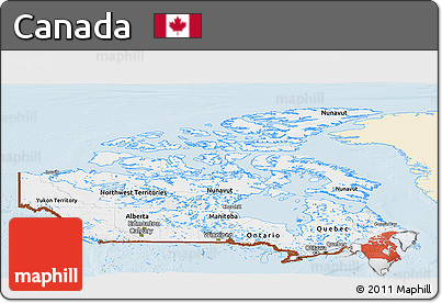 Classic Style Panoramic Map of Canada, single color outside