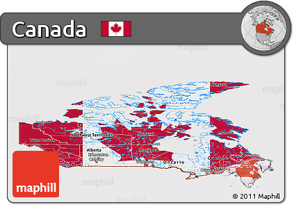 Flag Panoramic Map of Canada, flag centered
