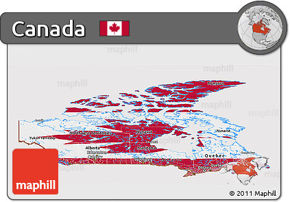 Flag Panoramic Map of Canada, flag rotated