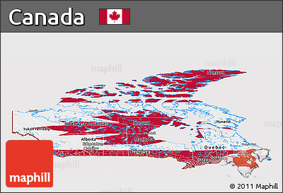 Flag Panoramic Map of Canada, flag rotated