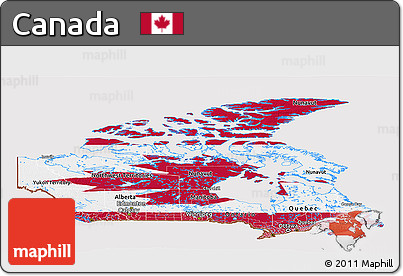 Flag Panoramic Map of Canada, flag rotated