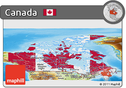 Flag Panoramic Map of Canada, physical outside