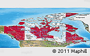 Flag Panoramic Map of Canada, satellite outside, bathymetry sea