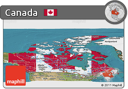 Flag Panoramic Map of Canada, satellite outside