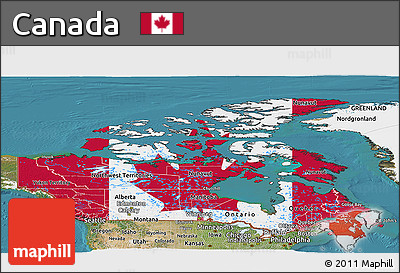 Flag Panoramic Map of Canada, satellite outside