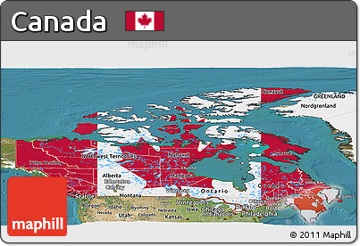 Flag Panoramic Map of Canada, satellite outside