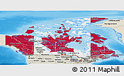 Flag Panoramic Map of Canada, shaded relief outside, bathymetry sea
