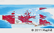 Flag Panoramic Map of Canada, single color outside, bathymetry sea, shaded relief sea