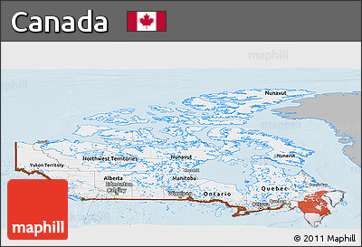 Gray Panoramic Map of Canada, single color outside