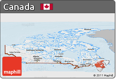 Gray Panoramic Map of Canada, single color outside