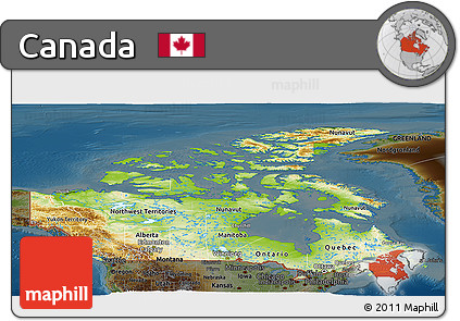 Physical Panoramic Map of Canada, darken
