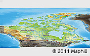 Physical Panoramic Map of Canada, darken, semi-desaturated, land only