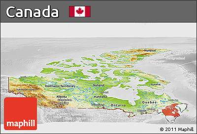 Physical Panoramic Map of Canada, lighten, desaturated