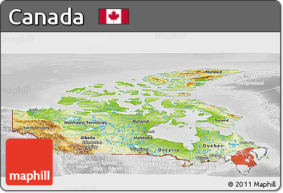 Physical Panoramic Map of Canada, lighten, desaturated