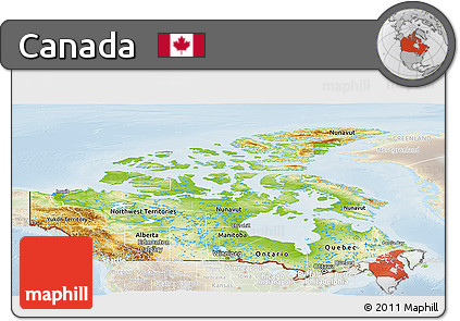 Physical Panoramic Map of Canada, lighten