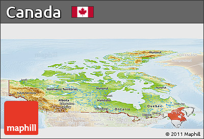 Physical Panoramic Map of Canada, lighten