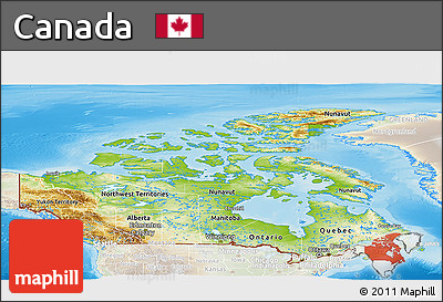 Physical Panoramic Map of Canada, lighten, land only