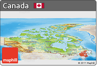 Physical Panoramic Map of Canada, lighten, land only
