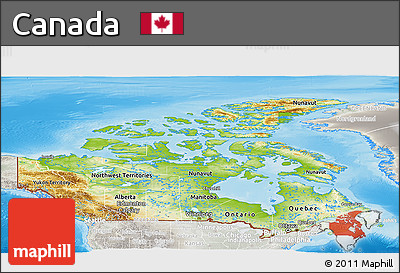 Physical Panoramic Map of Canada, lighten, semi-desaturated, land only