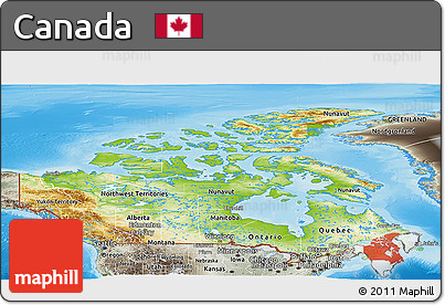 Physical Panoramic Map of Canada, semi-desaturated, land only