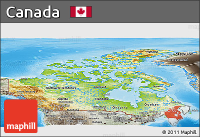 Physical Panoramic Map of Canada, semi-desaturated, land only