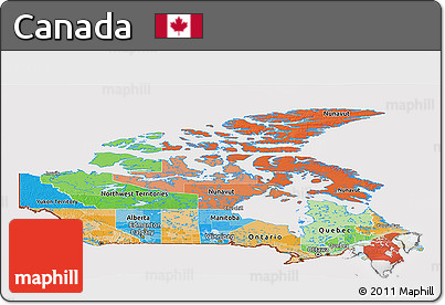 Political Panoramic Map of Canada, cropped outside