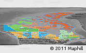 Political Panoramic Map of Canada, darken, desaturated