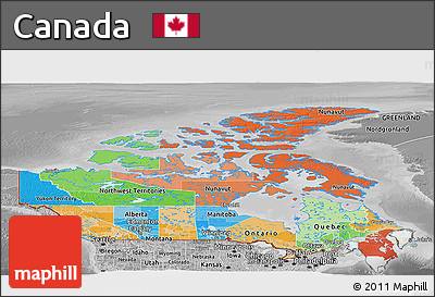 Political Panoramic Map of Canada, desaturated