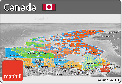 Political Panoramic Map of Canada, desaturated