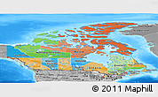 Political Panoramic Map of Canada, desaturated, land only