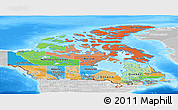 Political Panoramic Map of Canada, lighten, desaturated, land only