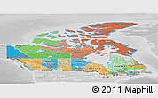 Political Panoramic Map of Canada, lighten, desaturated