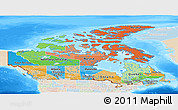 Political Panoramic Map of Canada, lighten, land only