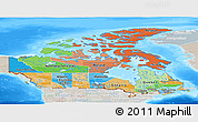 Political Panoramic Map of Canada, lighten, semi-desaturated, land only