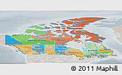 Political Panoramic Map of Canada, lighten, semi-desaturated