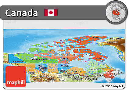 Political Panoramic Map of Canada, physical outside