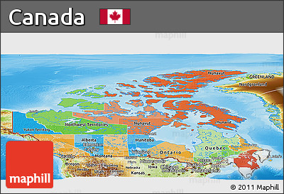 Political Panoramic Map of Canada, physical outside