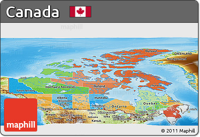 Political Panoramic Map of Canada, physical outside