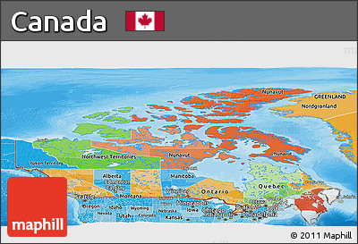 Political Panoramic Map of Canada, political shades outside