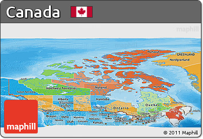 Political Panoramic Map of Canada, political shades outside