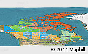 Political Panoramic Map of Canada, satellite outside