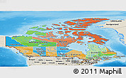 Political Panoramic Map of Canada, shaded relief outside