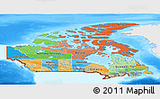 Political Panoramic Map of Canada, single color outside, bathymetry sea