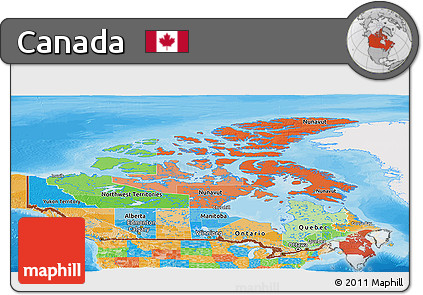 Political Panoramic Map of Canada, single color outside