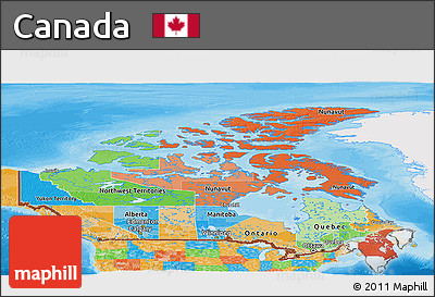 Political Panoramic Map of Canada, single color outside