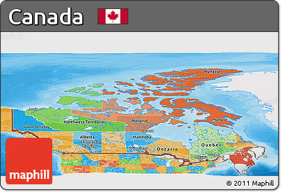 Political Panoramic Map of Canada, single color outside