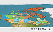 Political Panoramic Map of Canada, single color outside, satellite sea
