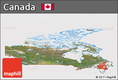 Satellite Panoramic Map of Canada, cropped outside